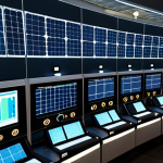 **

A vibrant, interconnected smart grid system visualized with glowing lines representing energy flow. Wind turbines and solar panels are seamlessly integrated into the grid. A control center displays real-time data monitoring the entire system, with a focus on preventing an energy bottleneck. Modern homes with energy-efficient appliances are connected, showing reduced energy consumption. Emphasis on reliability and efficiency. Style: Futuristic, clean, and informative.

**