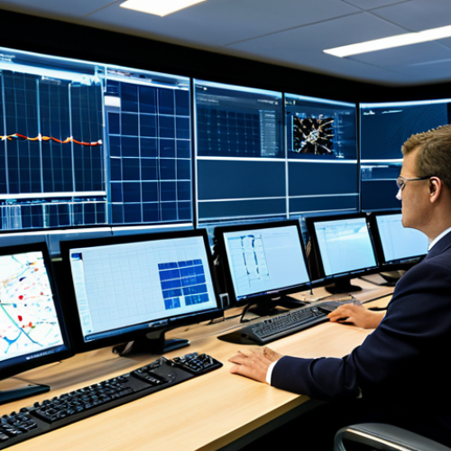 Smart Grid Control Room**

"A modern smart grid control room, showing operators monitoring large screens displaying real-time energy data, graphs, and grid maps. The room is brightly lit, clean, and high-tech. Fully clothed operators are focused on their work. Emphasis on data visualization and sophisticated technology. Safe for work, appropriate content, professional, fully clothed, perfect anatomy, natural proportions, high quality, well-formed hands."

**