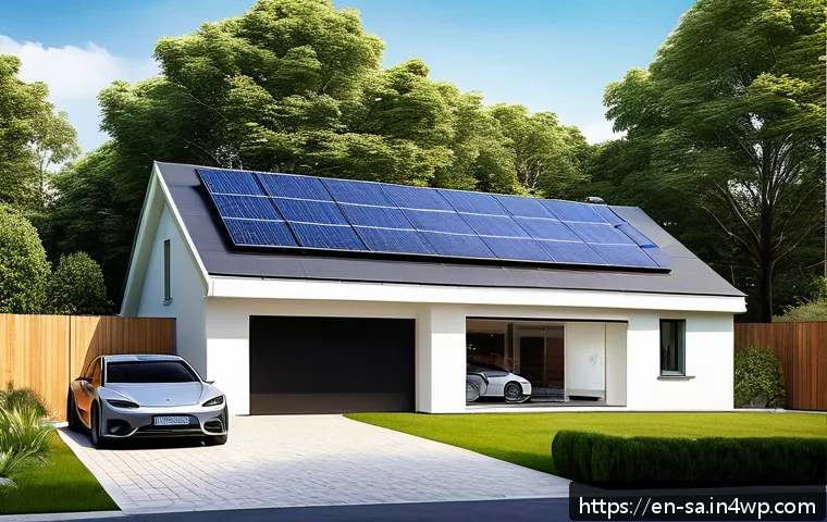 스마트 그리드 기술의 시장 전망과 성장 가능성 - A modern suburban home with a visible smart meter installed on the exterior wall, surrounded by sola...